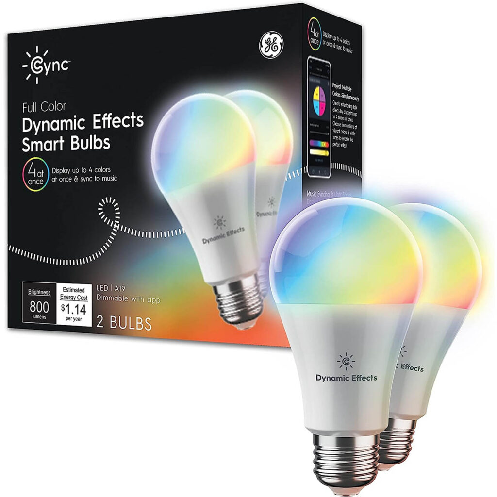GE CYNC Dynamic Effects Smart LED Light Bulbs, Color Changing, Bluetooth and Wi-Fi