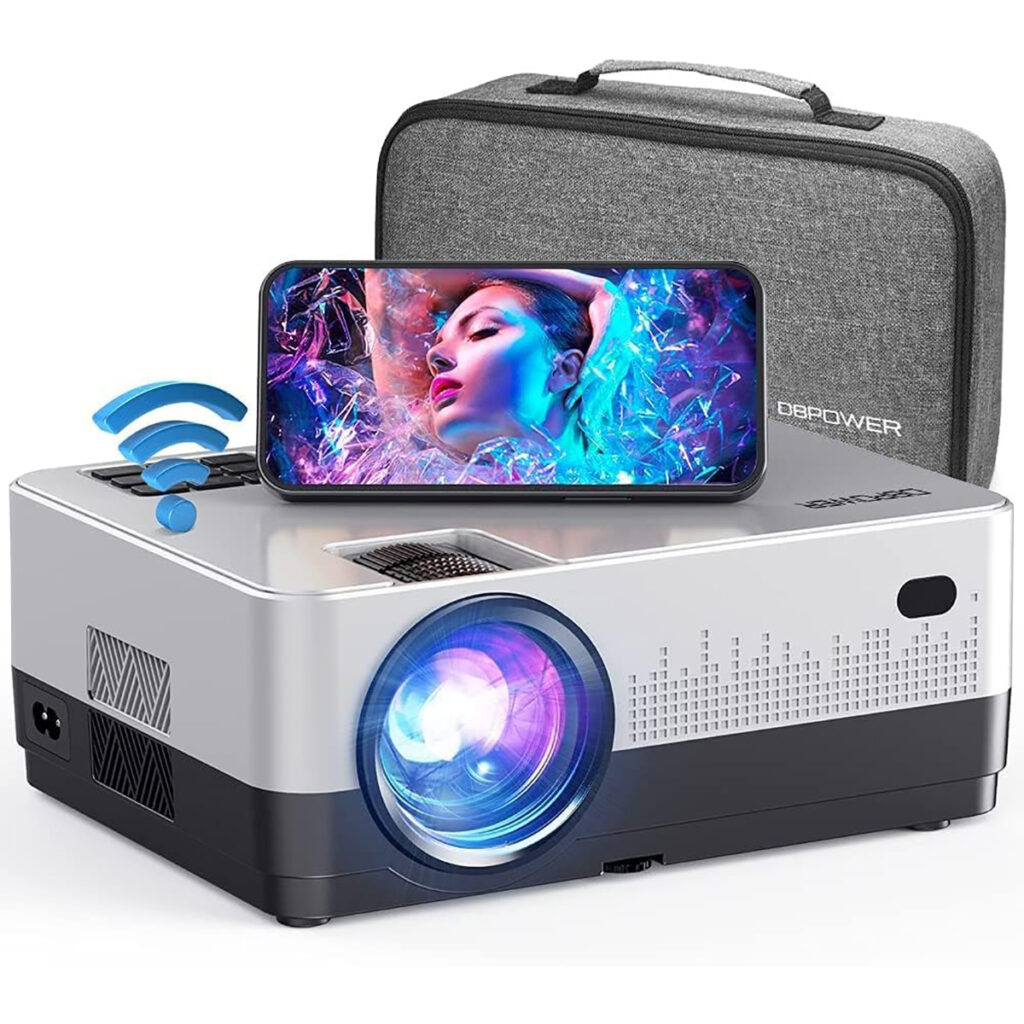 DBPOWER WiFi Projector, 9000L Full HD 1080p Video Projector with Carry Case, Support iOS/Android Sync Screen